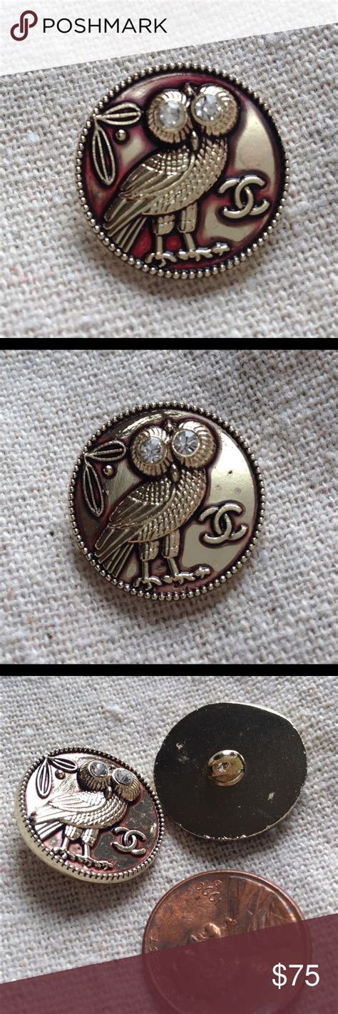 chanel button with owl motif.